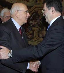 Le dimissioni di Romano Prodi al Capo dello Stato