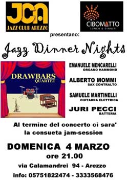 Il quartetto ‘Drawbars’ in concerto a Cibomatto Il quartetto ‘Drawbars’ in concerto a Cibomatto