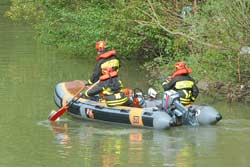 Vigili del fuoco soccorrono un setter da caccia finito in canale