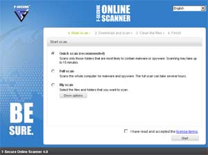 Ricerca gratuita di virus/spyware grazie a F-Secure Online Scanner