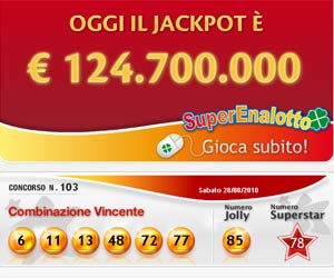 SuperEnalotto a 124,7 milioni di euro: il più alto Jackpot al Mondo