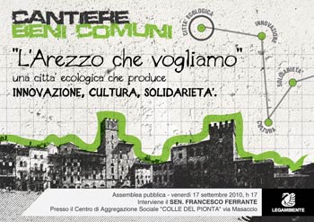 Nasce il ‘Cantiere Beni Comuni – l’Arezzo che vogliamo’
