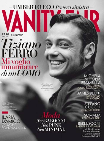 Tiziano Ferro a Vanity Fair: ‘Mi voglio innamorare di un uomo’