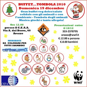 Buffet..Tombola per un Natale solidale con l’ambiente e gli animali…