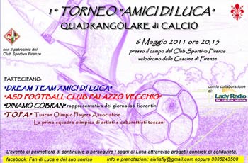Firenze, Primo torneo di calcio ‘Amici di Luca’