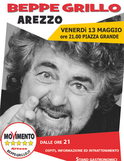 Beppe Grillo in Piazza Grande per la lista Movimento 5 Stelle