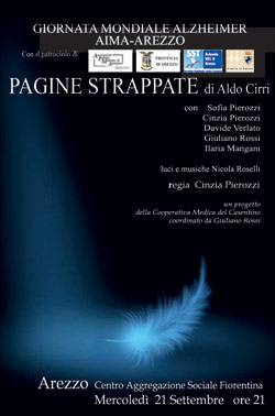 ‘Pagine strappate’ in scena alla giornata mondiale lotta all’Alzheimer
