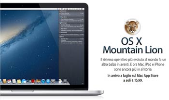 Mountain Lion disponibile oggi sul Mac App Store