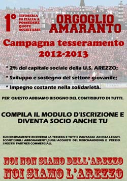 Orgoglio Amaranto: tesseramento stagione 2012/2013