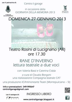 Lucignano: ‘Rane D’inverno’ lettura teatrale a due voci