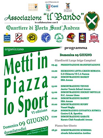 Metti in piazza lo sport: la sesta edizione domenica 9 giugno