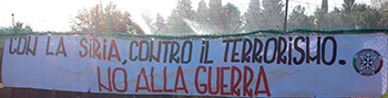 No alla guerra in Siria: striscione di CasaPound ad Arezzo
