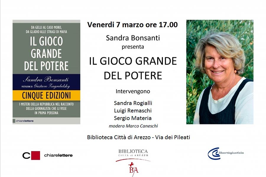 ‘Il grande gioco del potere’: Sandra Bonsanti venerdì in biblioteca