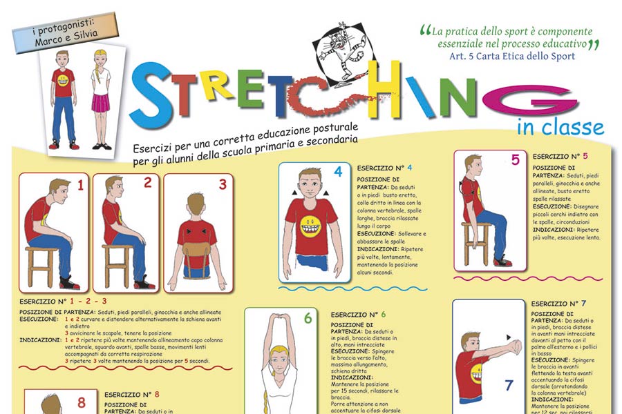 Stretching in classe, per 625 bambini, 10 minuti al giorno per migliorare la salute