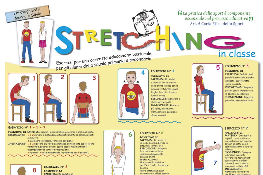 Stretching in classe, per 625 bambini, 10 minuti al giorno per migliorare la salute