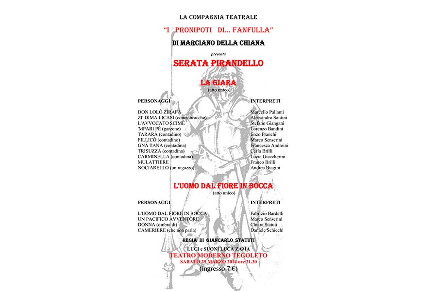 Al Moderno di Tegoleto va in scena ‘Serata Pirandello’
