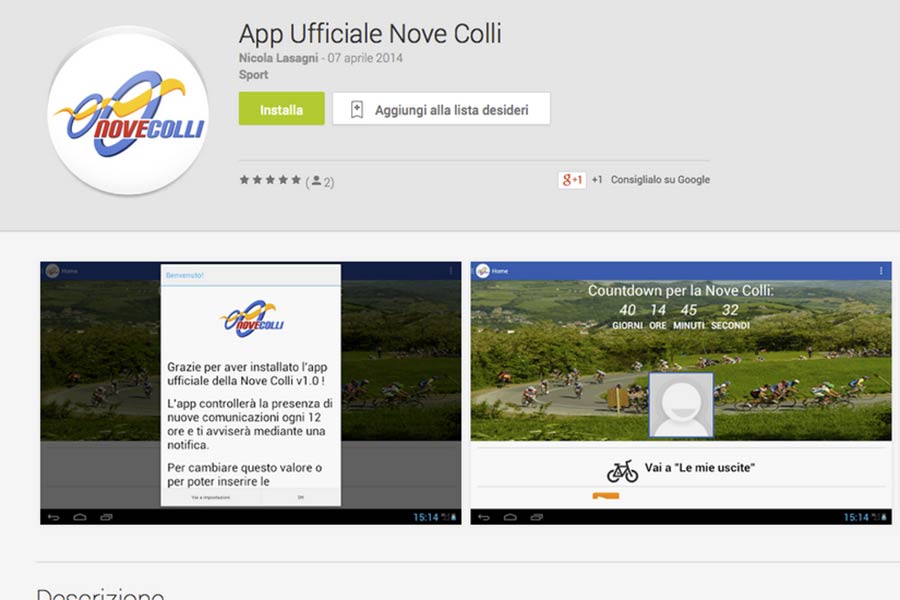 È arrivata l’applicazione della Nove Colli