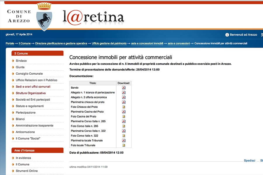 Concessione immobili per attività commerciale