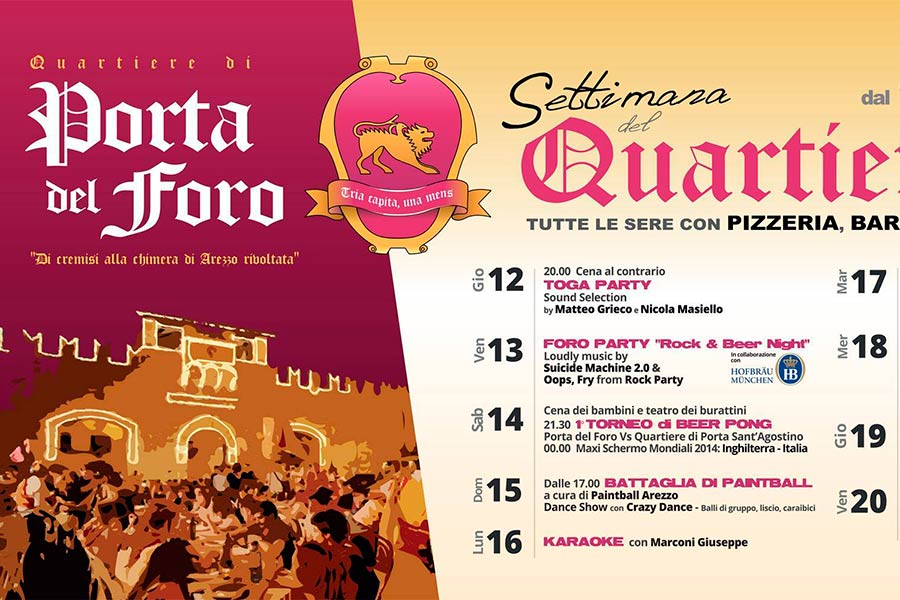 Giostra del Saracino: Settimana del Quartierista a Porta del Foro, tanti eventi e la Cena Propiziatoria