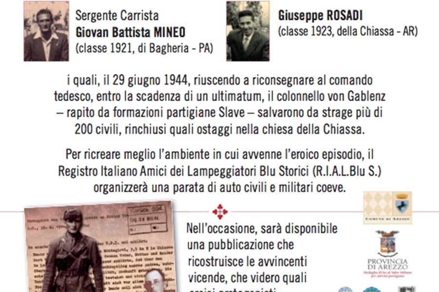 28 giugno: alla Chiassa il ricordo di due eroi, che salvarono 209 ostaggi dalla fucilazione