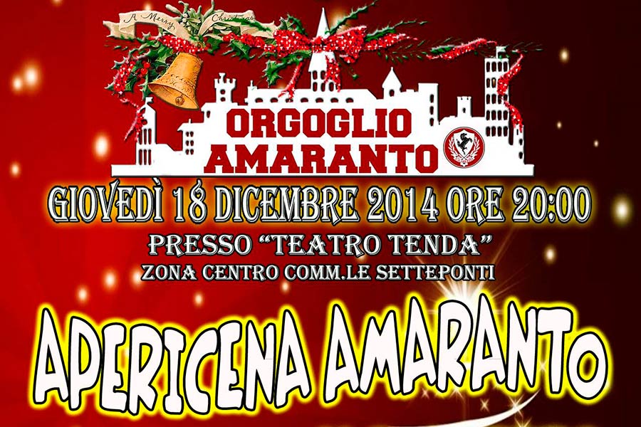 Il Teatro Tenda il prossimo 18 dicembre ospiterà L’Apericena Amaranto