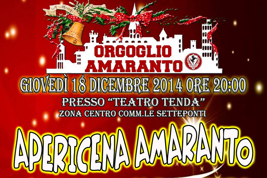 Il Teatro Tenda il prossimo 18 dicembre ospiterà L’Apericena Amaranto