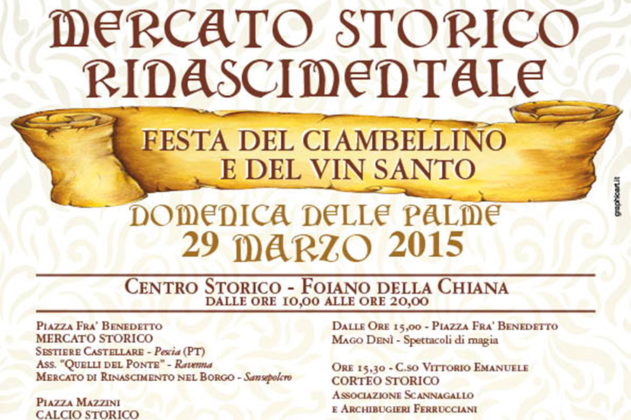Domenica 29 marzo a Foiano Festa del Ciambellino e del Vin santo