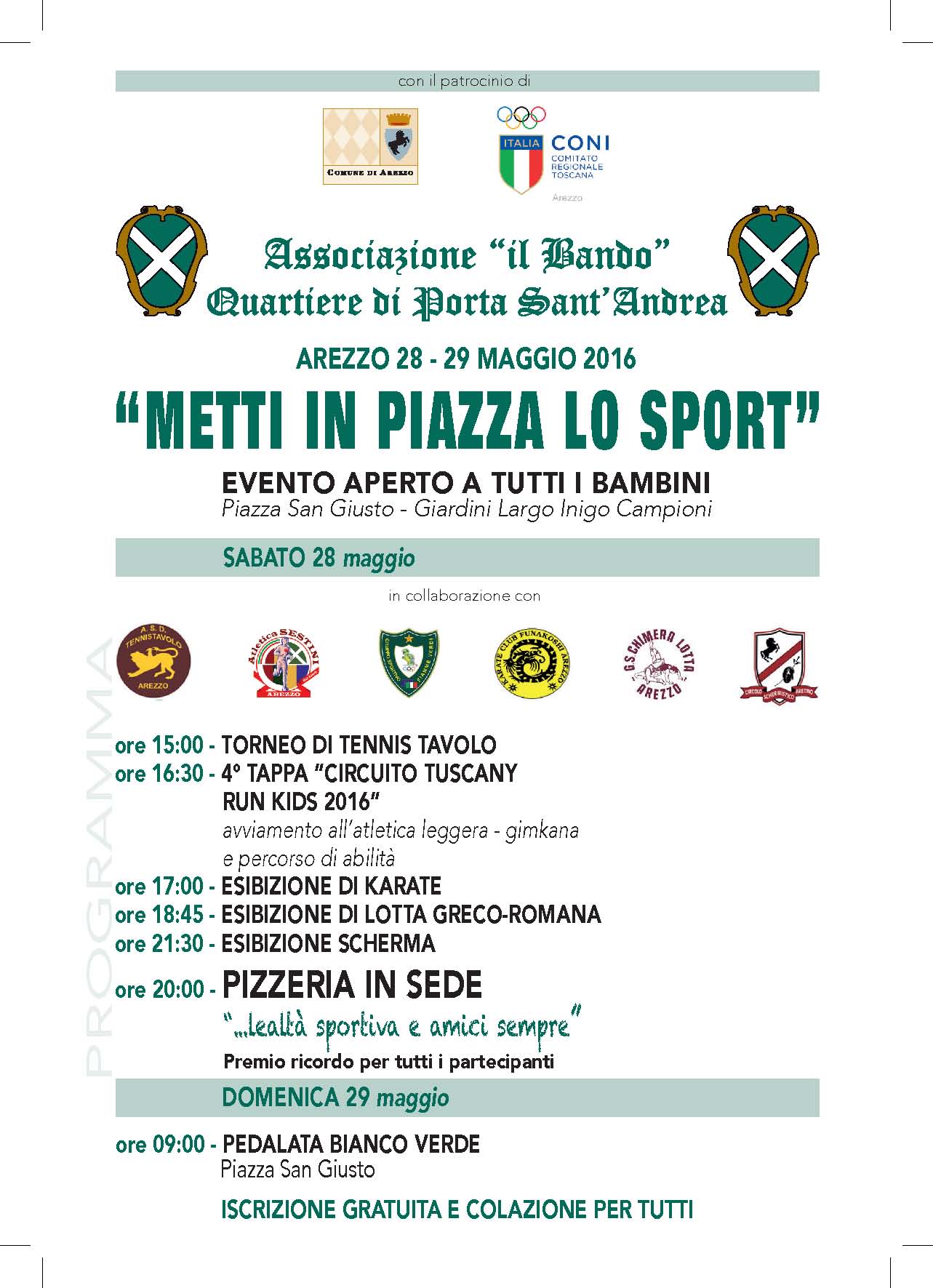 “Metti in  Piazza lo Sport” al  via la nona edizione organizzata dal quartiere di  Porta S. Andrea