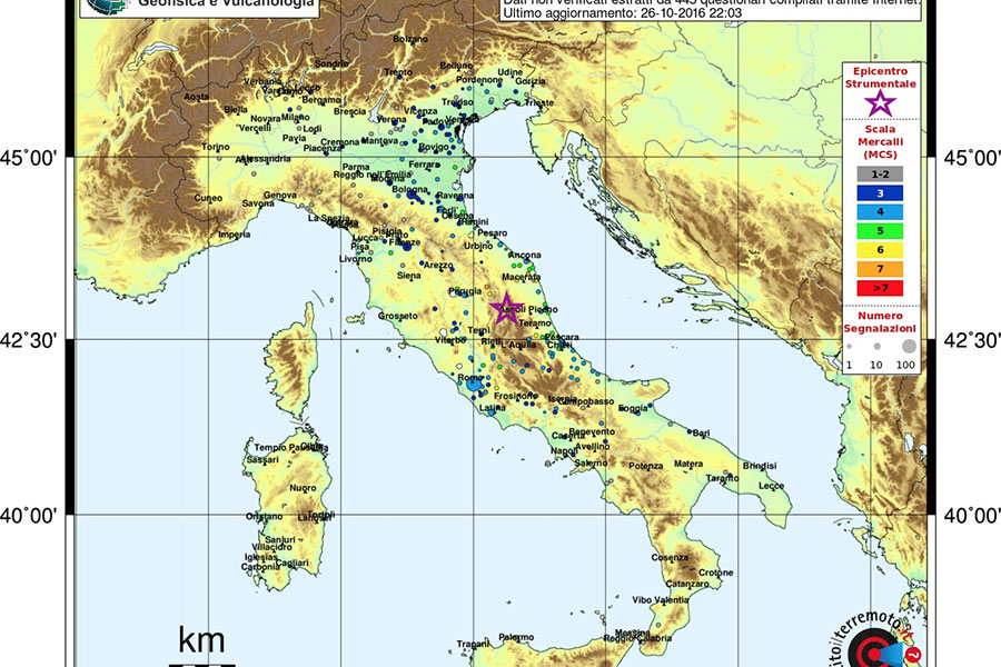 Terremoto centro Italia: alle 22 nuova forte scossa tra Macerata e Perugia
