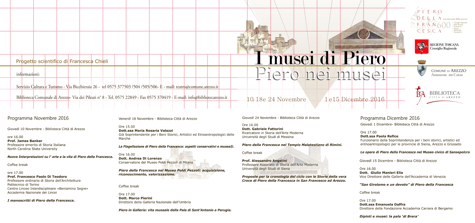 Per il seicentenario della nascita di Piero della Francesca, prosegue il ciclo  di incontri alla Biblioteca Città di Arezzo