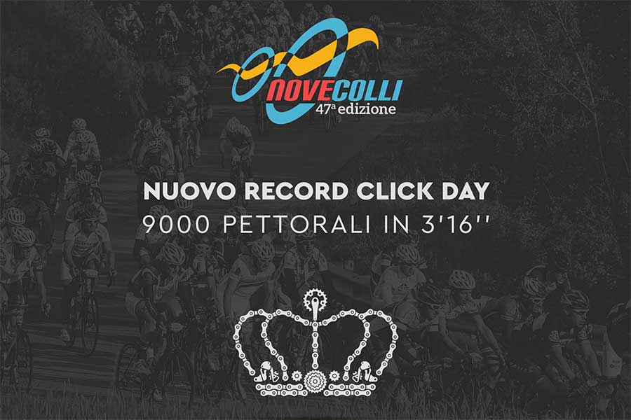 Un nuovo record per la Nove Colli al click-day