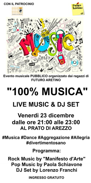 “100% musica”: venerdì dalle 21 alle 23 al Prato