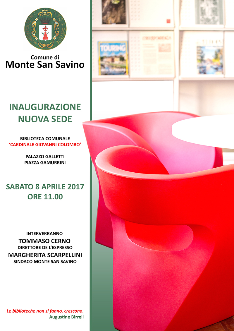 Nuova Biblioteca Comunale di Monte San Savino, inaugurazione con Tommaso Cerno