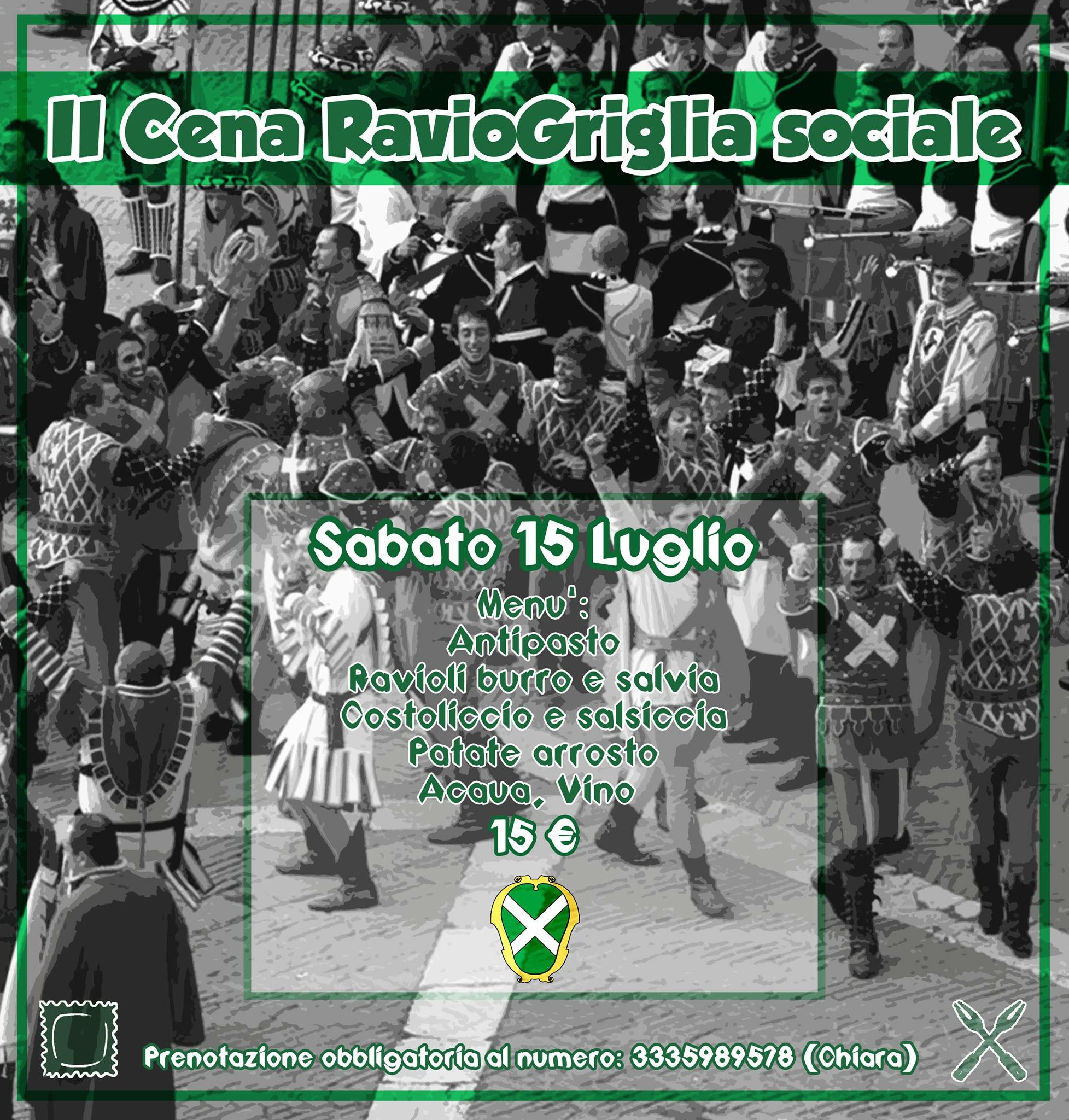 Sabato 15 luglio Porta Sant’Andrea propone la “Cena RavioGriglia Sociale”