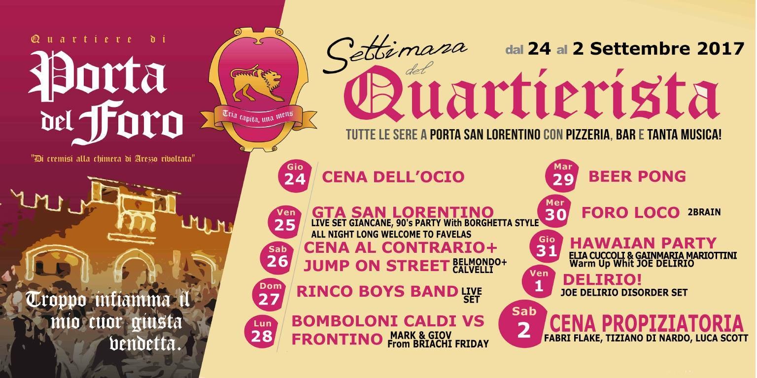 Settimana del quartierista a Porta del Foro: tutti gli appuntamenti dei giallo cremisi