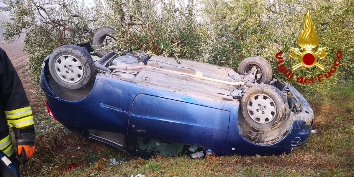 Olmo, auto fuori strada soccorse madre e bimba di 4 anni