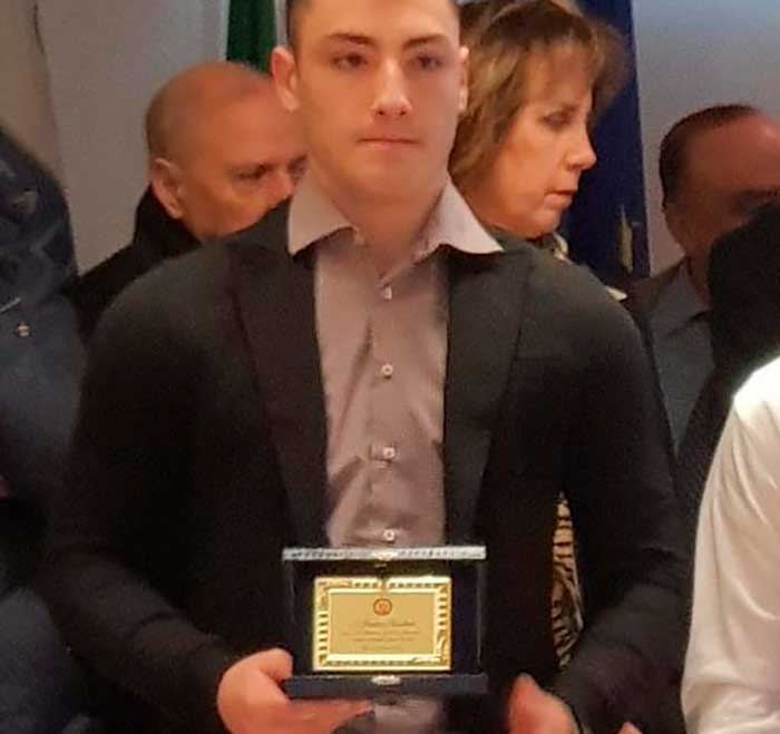 Matteo Rindori premiato per i  risultati sportivi ottenuti nell’anno 2018