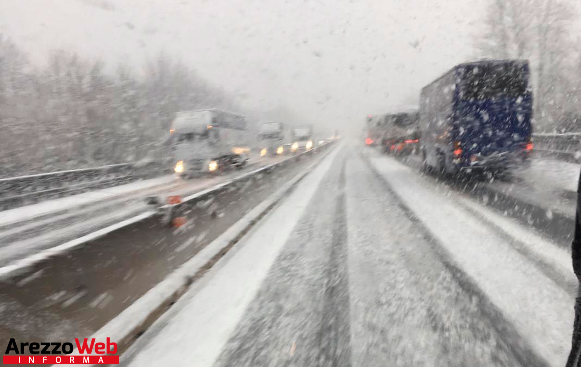 E45, divieto di transito ai mezzi pesanti tra Sansepolcro e Cesena per neve