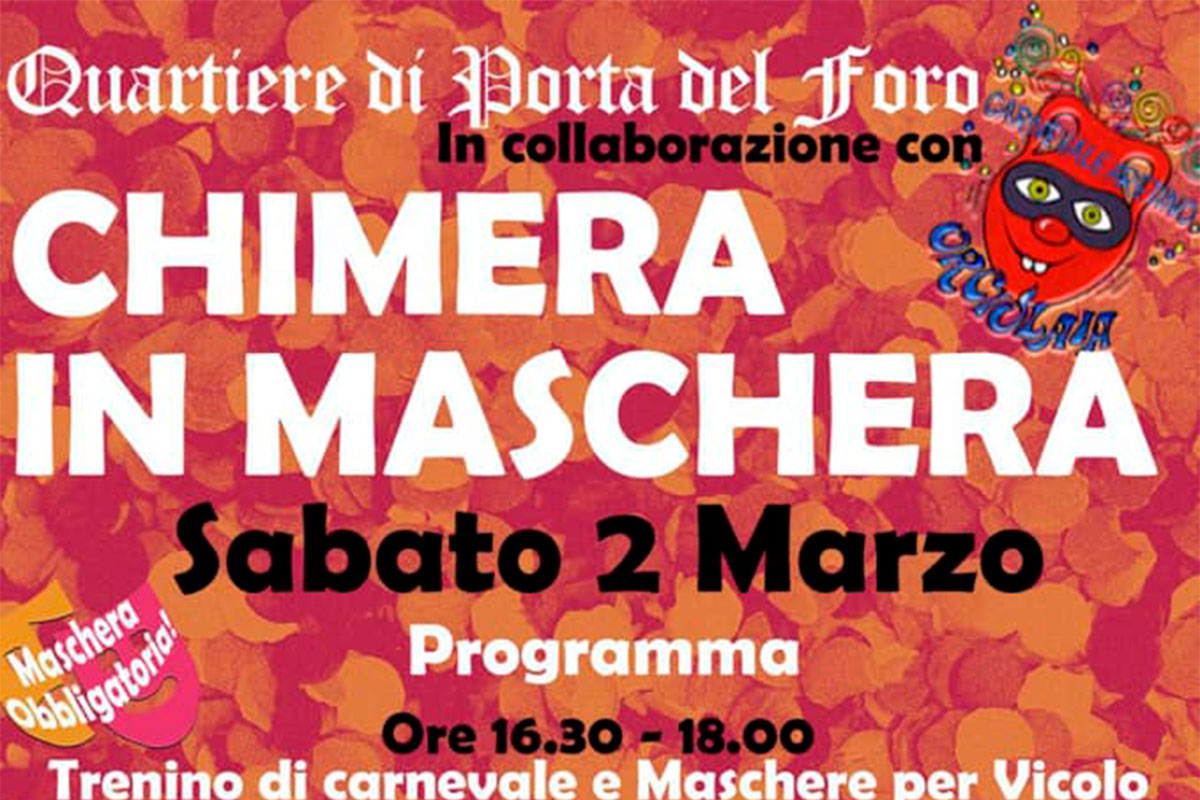 “Chimera in maschera”: Porta del Foro festeggia il carnevale con i bambini