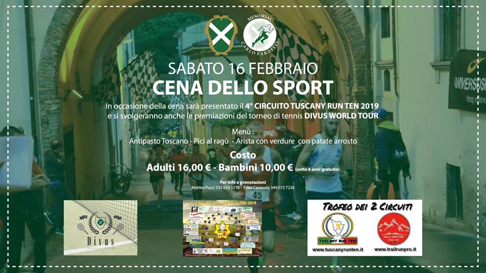 Presentazione “Tuscany Run Ten 2019” e Cena dello Sport