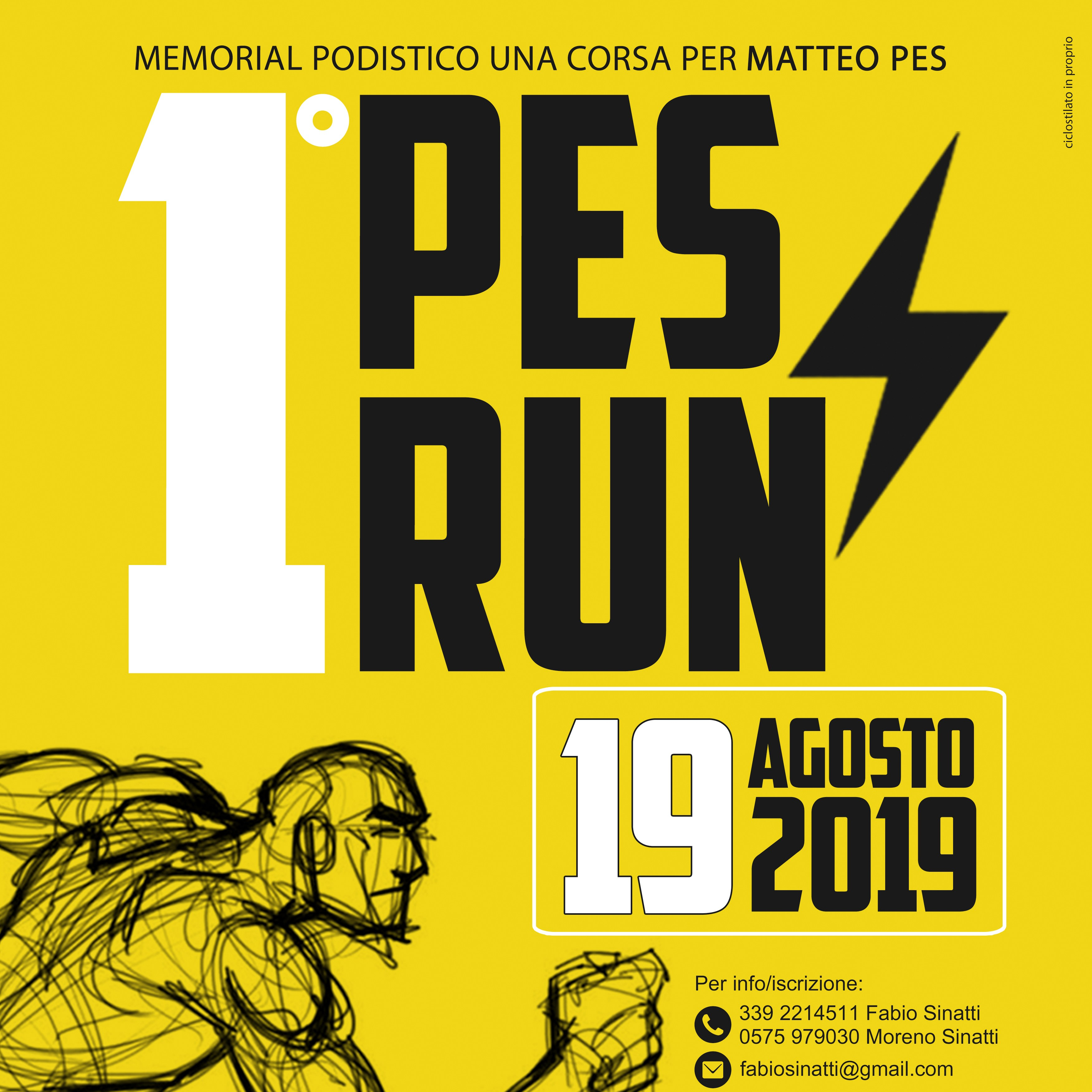 Lunedì 19 Agosto 2019 la 1a edizione della Corsa Podistica “Pes Run”