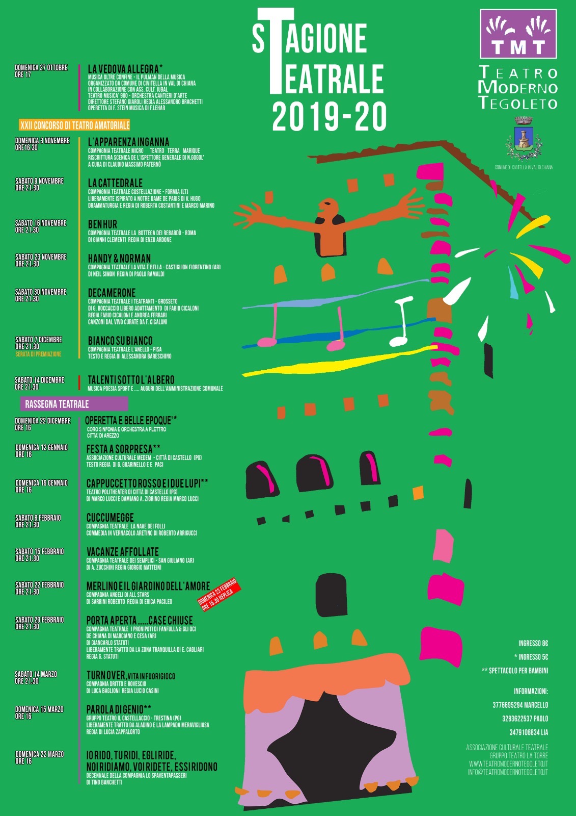 Comune di Civitella: Al via la stagione teatrale 2019/2020 al Teatro Moderno di Tegoleto