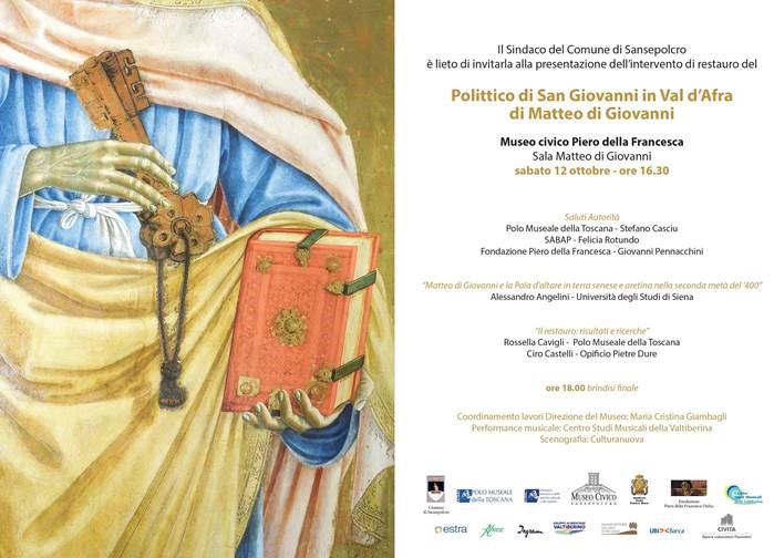 Sabato a Sansepolcro la presentazione del restauro del Polittico di S. Giovanni in Val d’Afra di Matteo di Giovanni