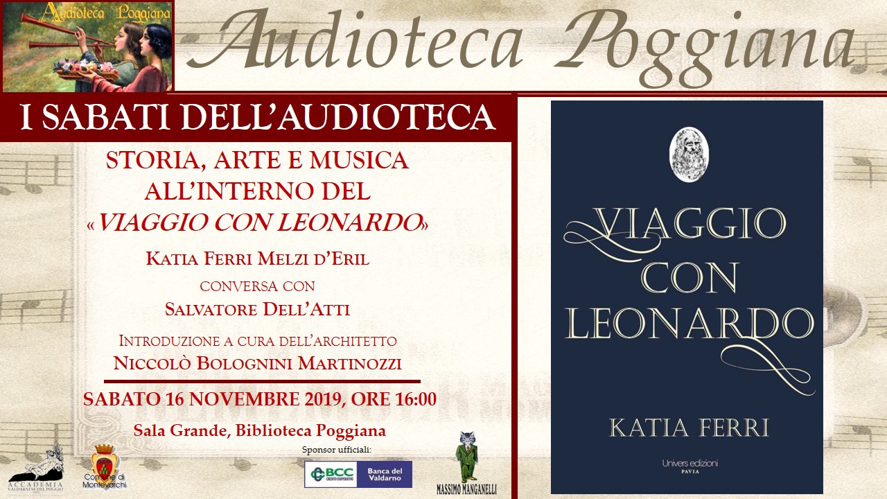 Per il ciclo di conferenze Leonardo, il genio Storia, arte e musica nel romanzo “Viaggio con Leonardo”