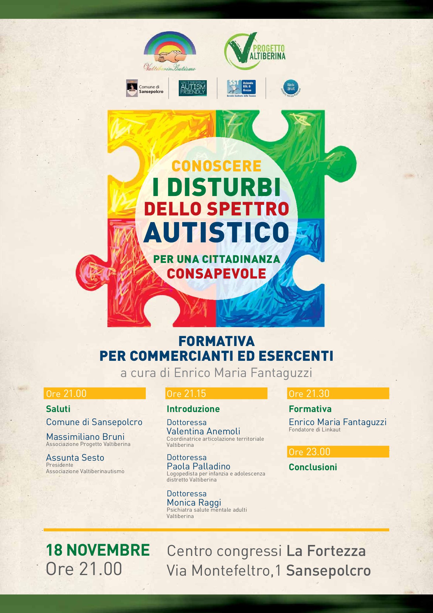 Sansepolcro: “Conoscere i disturbi dello spettro autistico per una cittadinanza consapevole”