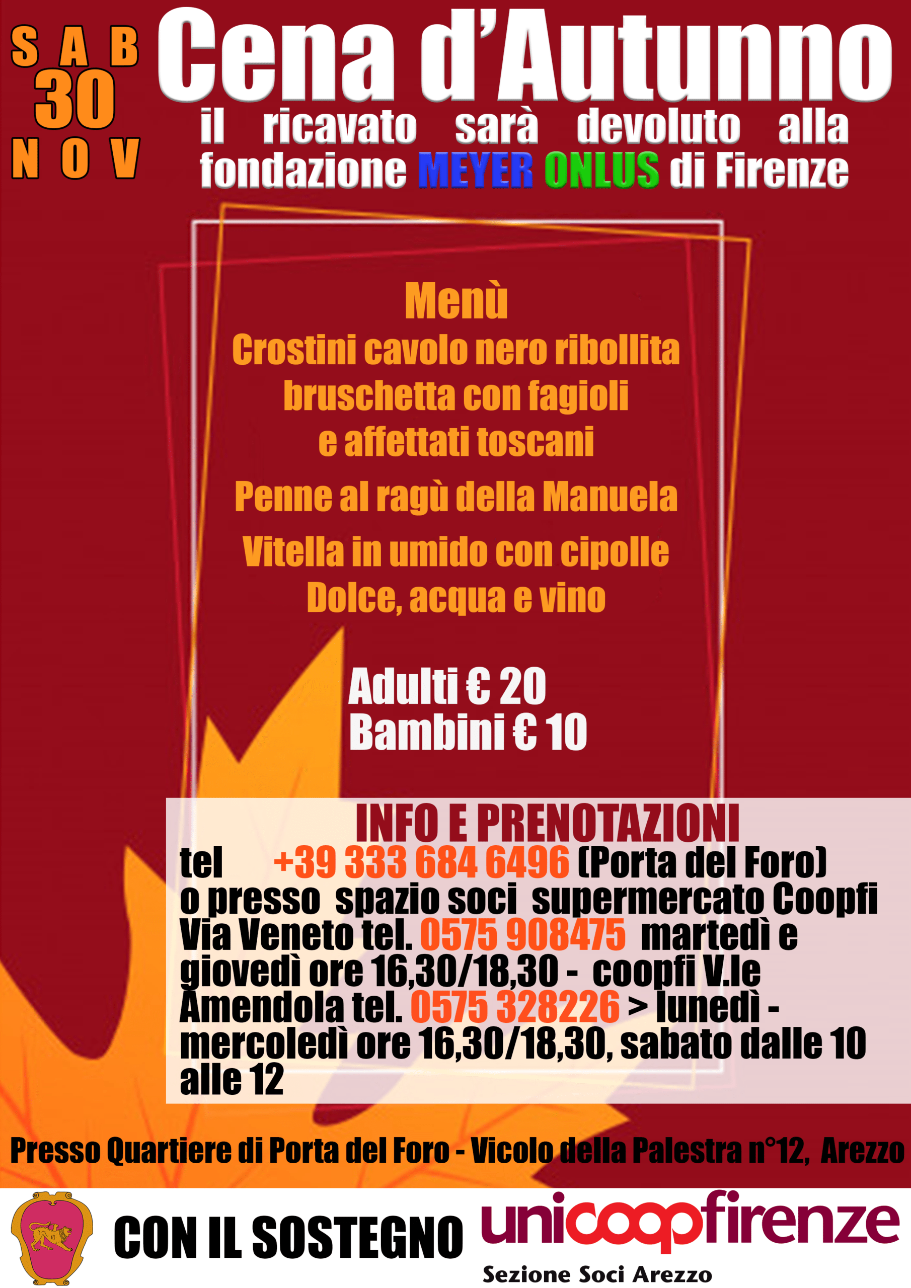 La “Cena d’Autunno” di Porta del Foro per la Fondazione Meyer