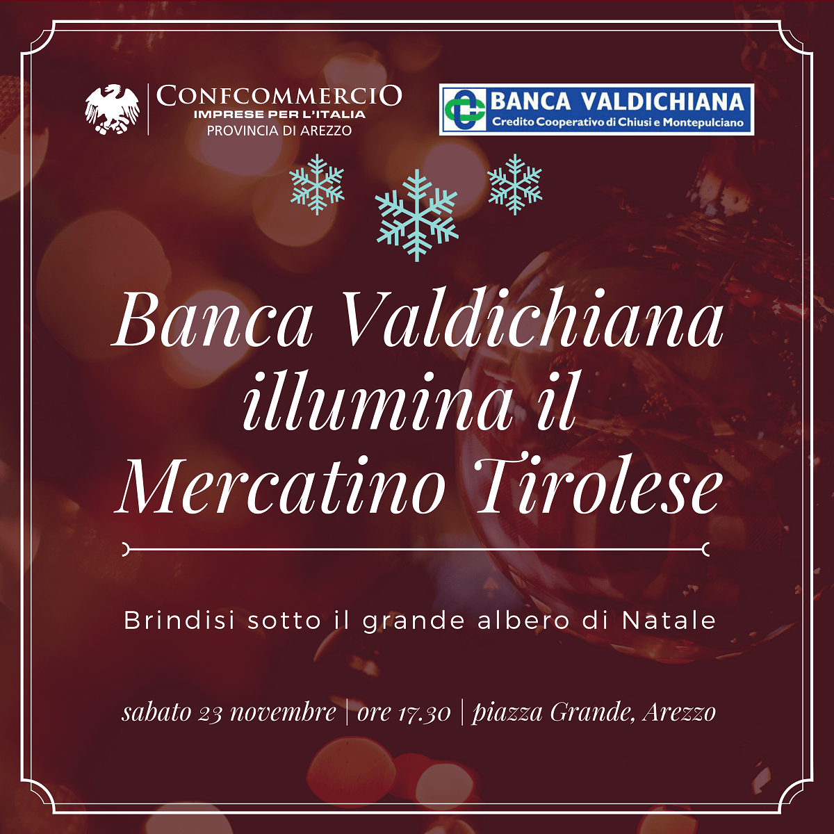 Mercato di Natale, Banca Valdichiana illumina il Villaggio Tirolese