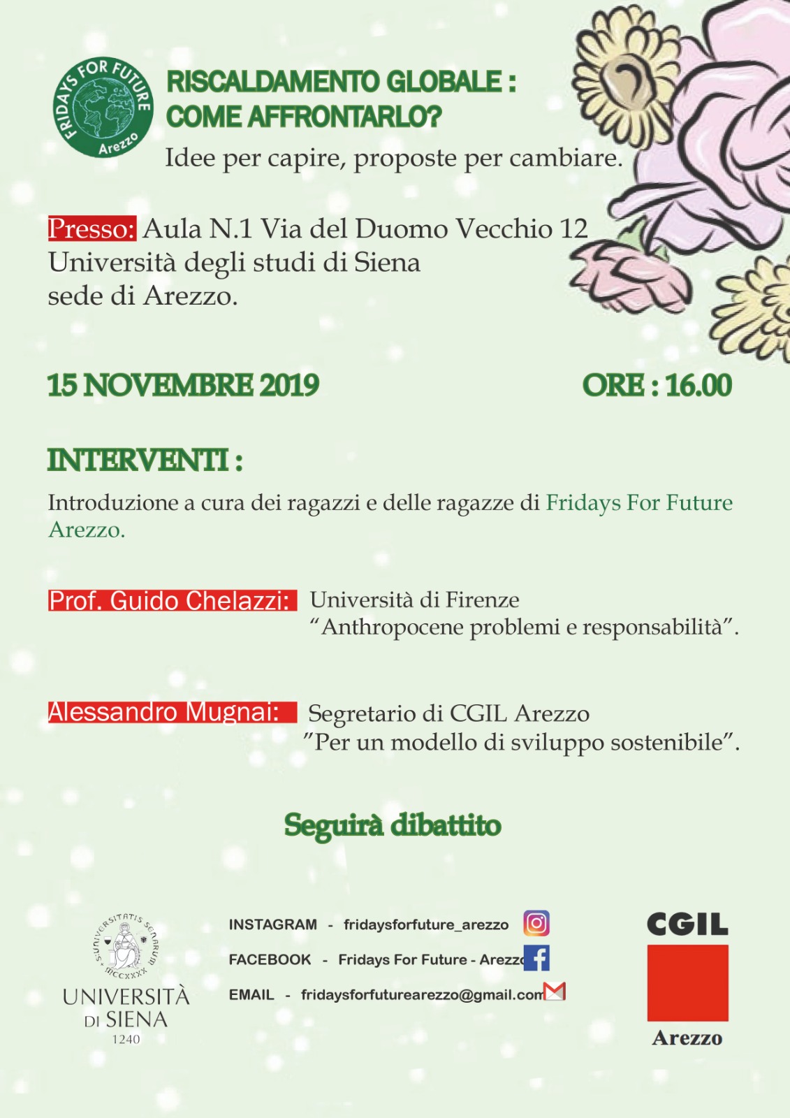 Clima, iniziativa di Fridays for Future al Campus del Pionta