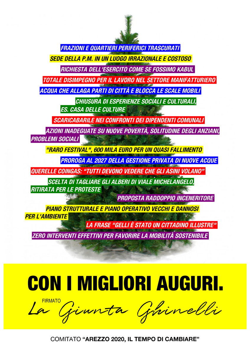 Gli ironici auguri di Arezzo 2020, con una pungente replica alla Giunta Ghinelli