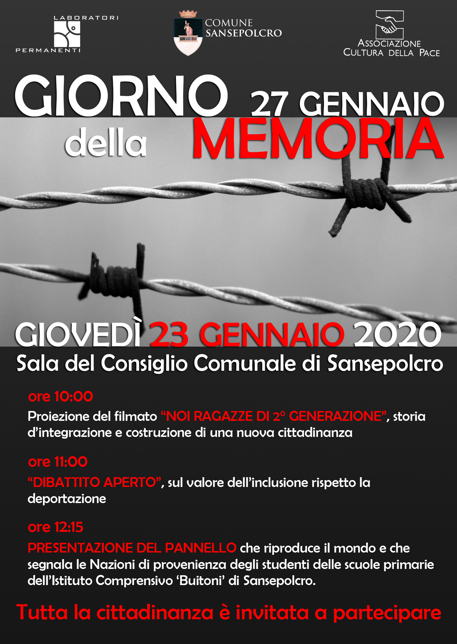Sansepolcro: il programma delle iniziative dedicate al Giorno della Memoria